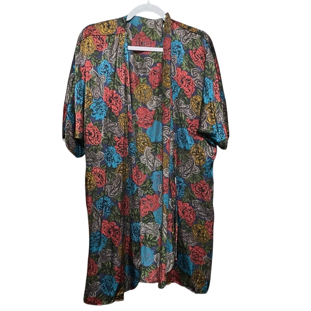 Morgan Taylor Vintage Fantasies 100%‎ Silk Floral Robe Size S/M